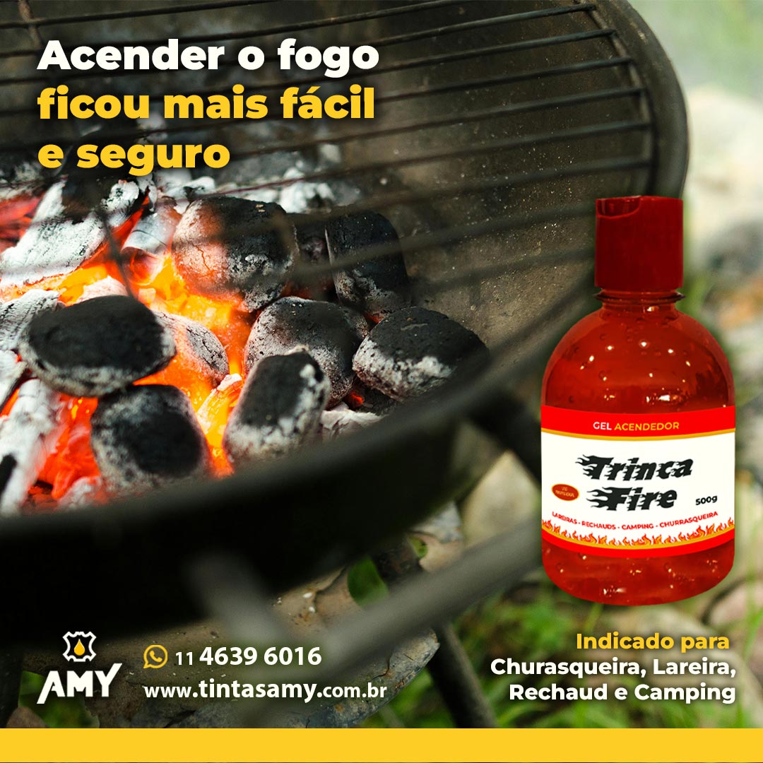 TRINCA FIRE O Gel Acendedor Trinca Fire 80° INPM foi desenvolvido para uso em churrasqueiras, lareiras e rechauds, oferecendo segurança e praticidade para um acendimento rápido. Possui um bico dosador que evita desperdícios, garantindo economia aos usuários.