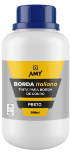 BORDA ITALIANA Tinta especialmente desenvolvida para a pintura de bordas de artigos de couro, como cintos, bolsas, carteiras, selarias e outros acessórios. Embalagens 90ml – 500ml – 900ml 5 Litros – 20 Litros